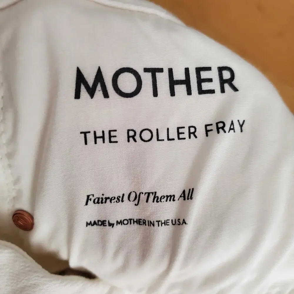 Mother The Roller Fray Wide Leg Flared Jeans Fairest Of Them All White Size 31
